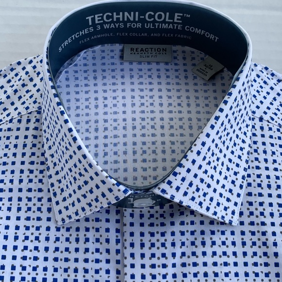 Kenneth Cole Print Slim Fit Dress Shirt 16x32-33 - Picture 2 of 9
